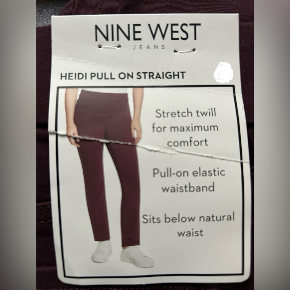 NWT Nine West Ladies Heidi Pull On Straight Pants color wine tasting many sizes - Picture 5 of 5